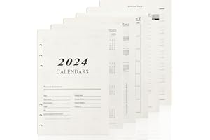 JOY & INSPIRATION [Versione inglese] A5 Refill Paper Line 2024 Daily Planner Refills 6 fori Ricarica 176 fogli Ricaricabile per diario taccuino agenda personale organizzatore