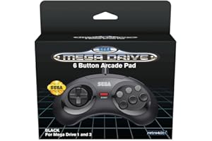 Retro-Bit Official SEGA Mega Drive Controller 6-Button Arcade Pad for Sega Mega Drive/Genesis - Original Port - Black [Importación francesa]
