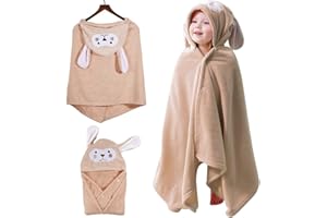Tyuodna Hooded Towels for Kids,Baby Bath Towel 27.6 x 55.1 in,Soft Warm Toddler Bath Towel,Absorbent Swimming Towels for Girl and Boy 0 to 4 Years (Brown)
