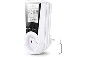 MIIEPLS Wattmètre Prise Compteur d'Énergie, Prise Consommation Electrique avec 7 Modes Surveillance et Écran LCD Rétroéclairé, Mesure Consommation Electrique pour Économie d'Energie, Puissance Maximum 3680W