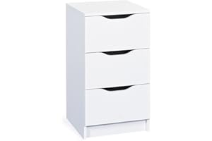 Inter Link - Cómoda - 3 cajones - Cajonera - Aparador - Melamina - Blanco - Cajones con tiradores encastrados - Westphalen 3