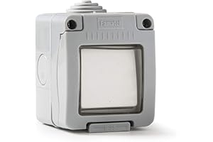 FAMATEL – Interruptor-Conmutador| Enchufe de empotrar | Serie Garden | IP55 | A prueba de agua | Fácil de instalar | Aluminio | Gris