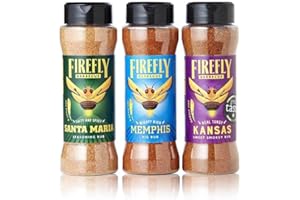 Firefly Barbecue Rub Selection Jars (3 Jars) - Barbecue Gift Set - Multipurpose Grill Rubs for Grilling, Smoking & Barbecue - American Barbeque Seasoning Rub & Spices