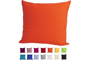 beties Basic Kissenbezug ca. 80x80 cm Kissenhülle 100% Baumwolle in vielen fröhlichen Uni-Farben (orange)