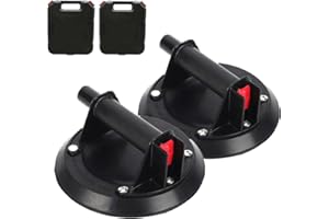 Aserell 2PCS 8 Inch Vacuum Suction Cup, Heavy Duty Lifter, 200mm Vacuum Rubber Plate, Tile Lifting Carry Tool with Pressure Gauge for Glass Lifting