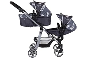 PLAY LIKE MUM Daisy Chain Pinnacle Double Dolls Pram – Adjustable handle up to 95cm. For 7,8,9,10,11,12,13 years+. (Daisy Dot)