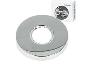 tecuro Gewinderosette Ø 27 mm Innen (3/4 Zoll), Ø 80 mm Außen, Höhe 25 mm, hochwertiges Messing verchromt, gerade Bauform, Rohrabdeckung