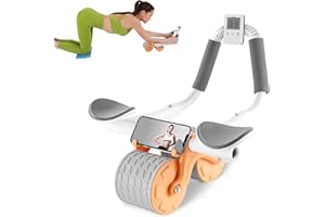 YUMBOT Roue abdominale avec tapis pour les genoux et minuterie, avec rebond automatique et support du coude, pour femmes et hommes, en orange
