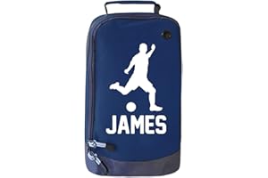 ABSOLUTELY TOP Personalised Childrens Football Boot Bag Boys Footy Kids Sports Rugby Pe Kit, Midnight Navy/Frosty White Print