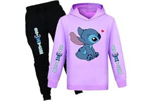 SUYALUOI Conjunto de sudadera con capucha de dibujos animados para niñas, sudadera con capucha para niños, sudadera informal de manga larga, traje para 4-13 años