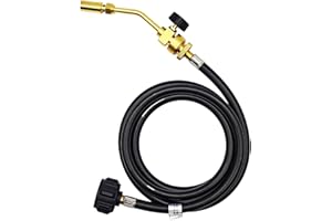 MagiDeal Soplete de propano, soplete de Gas, soplete de Gas Mapp, Soldadura, Cocina, Manguera de 1,5 M, Quemador de plomería de Gas propano licuado