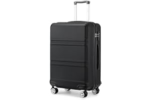 Kono Maletas de Viaje Mediana Rígida ABS 65cm Maleta Mediana Equipaje de Mano con 4 Ruedas y Cerradura de Combinación TSA (M, Negro)