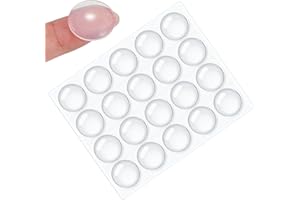20 Piezas Topes Adhesivos para Puertas de Armario – HNR Almohadillas Transparentes de Silicona para Cajones, Muebles, Cocina, Protección de Pared (20×4 mm)
