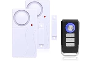 Mengshen Door and Window Alarm, Anti-Theft Burglar Wireless Alarm with Remote Control for Home Security, Easy to Install, 105db Super Loud (Includes 2 Alarm and 1 Remote Control)