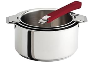 Cristel S3Cmaf Serie 3 Casseroles Amovibles 16 a 20 Cm + 1 Poignee Mutine Framboise