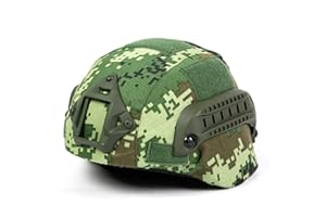 WLXW Kombination Aus Taktischem Schnellhelm MICH-2000 und Speziellem Tarndeckel, Paintball-Jagdhelm Mit Luftgewehr und Explosionsgeschütztem CS-Kriegsspielkopf