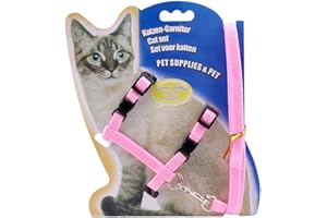 REQAG Pettorina per gatti 1 pz, pettorina in nylon a forma di H, per gatti di piccola e media taglia, rosa