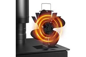 Dancial Kaminventilator,Holzofenventilator Wärmebetrieben, Leiser Öko-Kaminventilator mit 4 Flügeln, Nicht Elektrischer Ofenventilator für Holz/Kamin/Holzkamin/Ofenrohr/Effiziente Wärmeverteilung