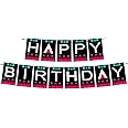 Partyzon Squid Game Theme Happy Birthday Banner Bunting Flags for Background and Theme Birthday Party Decorations Multicolor