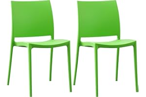 CLP Lot de 2 chaises de Jardin Meton, empilables en Plastique, faciles à Entretenir, résistantes UV, 150 kg Max, Couleur:Vert