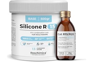 RESCHIMICA Gomma Siliconica Liquida Bicomponente R15, ideale per Stampi in Silicone morbidi, Indurimento Rapido, stampi fai da te, Ideale per Realizzare Stampi per resina,cera,gesso e cemento (500 gr)