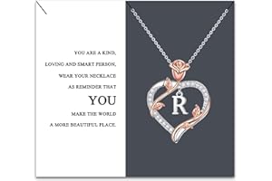 Kraven Collana da Donna Collane Lettere Iniziali A-Z Ciondolo con Cuore Rosa Regali di Festa della Mamma Natale Compleanno per Lei Mamma Moglie Fidanzata