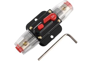 EPLZON 20A Disjoncteur Interrupteur 20 AMP Fusible Inline Holder 12V-49V DC Bouton de réinitialisation manuelle pour système d'amplificateur de son audio de voiture RV Home Marine Boat Truck