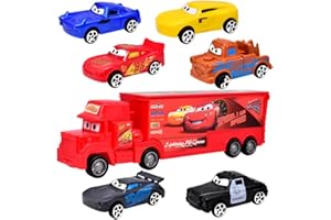 IHLUX MccQueen Macchinine Giocattolo, 7PCS Lightniing Cars Trasportatore Camion Cars Giocattolo Modello Macchinine Mini Modello Toys Cars Set Veicoli Trasportatore Auto da Corsa Giocattolo per Bambini