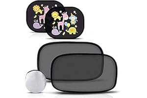 Car Window Shades for Baby (4 Pack), PEYOU 80GSM Static Cling Side Window Car Window Shades for Baby Kids Solar/UV Protection Car Sun Blind - for 98% of Cars, Large Car, Golf