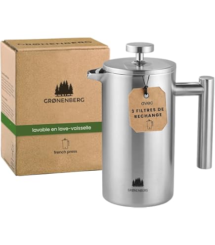 Cafetière à Piston Ogo Living 500 Ml – Verre Borosilicate Double Paroi + Couvercle Bois Pour Café Parfait