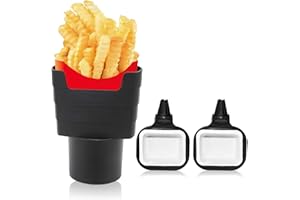 Hioph 3 Pcs French Fry Cup Holder Automotive Interior Accessories Chips Car Mini Dipping Cups Sauce Cup Holder Dip Clip Sets (red) (Black)