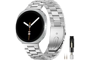 Miimall Fem-pärls metallrem för Samsung Galaxy Watch 9 40 mm 44 mm/Galaxy Watch 8 40 mm 44 mm/Galaxy Watch 8 Classic 46 mm, s
