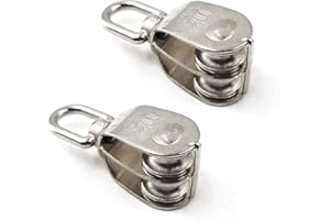 FLOMORE M20 Wire Rope Double Pulley Block 304 Stainless Steel Roller Pulley Bearing Roller Pack Of 2 Loading:75KG