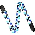 PERLMAN GRAB IT Vintage Woven Guitar Straps - Adjustable Guitar Strap for Acoustic, Electric, and Bass Guitars with PU Leather Ends