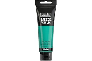 Liquitex 8870036 Basics - Pittura acrilica, Pigmenti per artisti monopigmentati, Resistente alla luce, durevole nel tempo, Finitura satinata, Tubo da 118 ml - Verde Acqua Brillante