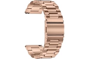 TStrap Metal Watch Strap - Quick Release Watch Bands for Men Women - Brushed Solid Stainless Steel Smart Watch Bracelet - Ladies Replacement Band Clasp Buckle - 16mm 18mm 20mm 22mm