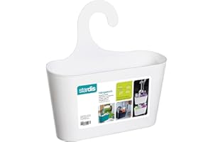 STARDIS Duschkorb weiß mit Haken zum Einhängen Duschregal Badregal Bad Utensilo Hängeregal