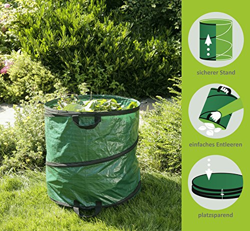 Windhager Gartensack Pop Up Laubsack Selbstaufstellend Springsack 80 L, grün, Durchmesser 46 x 48 cm, 06763 - 7