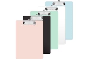 WOZZIES Porte document A4 set de 5, porte bloc A4 avec pince, clipboard support feuille avec pince pour documents et formulaires