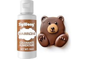 SIGWONG Coloranti Alimentari 50ml- Liquido Colorante Alimentare Concentrati per Cuocere Decorare, Cucinare, Glassare, Torte, Fondente, Insapore, Senza Glutine-Marrone