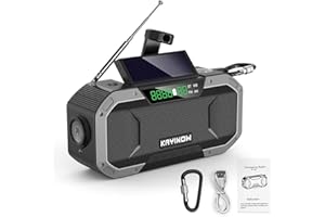 Kavolet Solar Radio, Tragbar Kurbelradio Dynamo Radio mit AM/FM, 5000mAh Power Bank Ladegerät Blitzlicht, LED Taschenlampe, SOS-Alarm für Notfall Outdoor, Outdoor-Camping-Überlebensradio