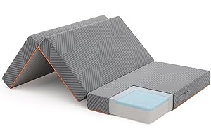 ‎VESGANTTI Vesgantti Klappmatratze Gästematratze 75x195cm, Höhe 15cm, 3-teilige Gel Schaumstoff Faltmatratze für Reisen, Camping, Boden, Gästebett, waschbarem Bezug Faltbare Matratze Öko-Tex Zertifiziert