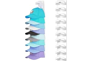 Homirty Hut-Organizer für Baseballkappen, Hutständer für die Wand, kompakter Hutaufbewahrungs- und Präsentationshalter, für bis zu 10 Hüte, Hutaufhänger mit starkem Klebstoff/Wandbohrung (Weiß)