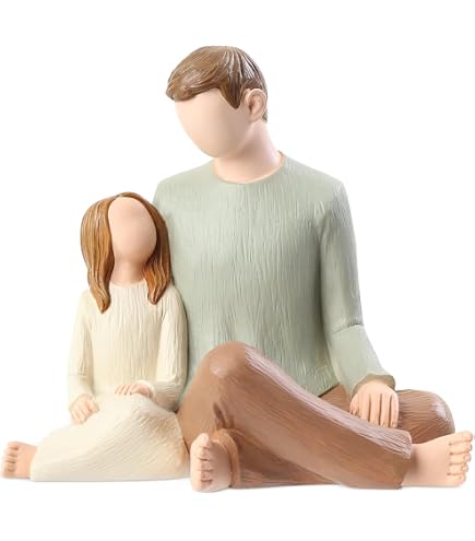 Figurine Père-Fille En Fer - Sculpture D'Amour 23cm - Cadeau Fête Des Pères, Noël Ou Mariage