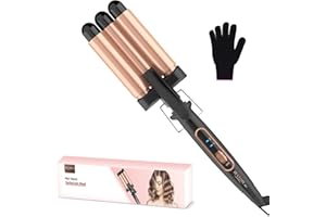 BESTOPE MIX Welleneisen, Lockenstab 3 Fässer Welleneisen für Haare 22mm Keramik Mermaid Hair Waver PTC Schnellheizung 150°C/210°C Welleisen Beach Waves Lockenstab für Kurze und Lange Haare