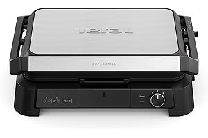 Tefal SuperGrill 3in1 XL, Indoor Grill, BBQ, Oven Style, Panini, Adjustable Temperature, XL Surface, Dishwasher Safe, Non Stick Plates, Stainless Steel, GC520DG1