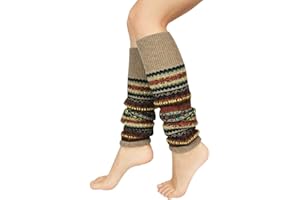 Voqeen Damskie ocieplacze na nogi, skarpety na kolana, szydełkowane, dziergane, ocieplacze na nogi, pończochy, w paski, skarpety, do tańca, długie ocieplacze na nogi