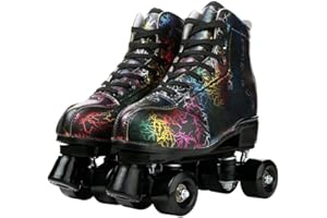XUDREZ Unisex Roller Skates PU Leather 4 Wheel Shiny Roller Skates for Beginners Outdoor,Indoor