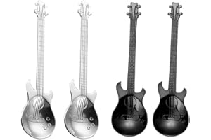 BOGORO 4 Pièces cuillères à café en Acier Inoxydable, Guitare Cuillères à café, Longue Poignée Cuillères, Cuillère à Soupe, Petites Cuillères, Cuillère à mélanger pour thé glacé, café, cocktail, milkshake