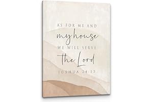 PHAMTE As For Me And My House We Will Serve The Lord Wall Art, Modern Christian Bible Verse Joshua 24:15 Print Framed Canvas Painting Artwork For Home Bedroom Living Room Office Decor(11x14 Inch)